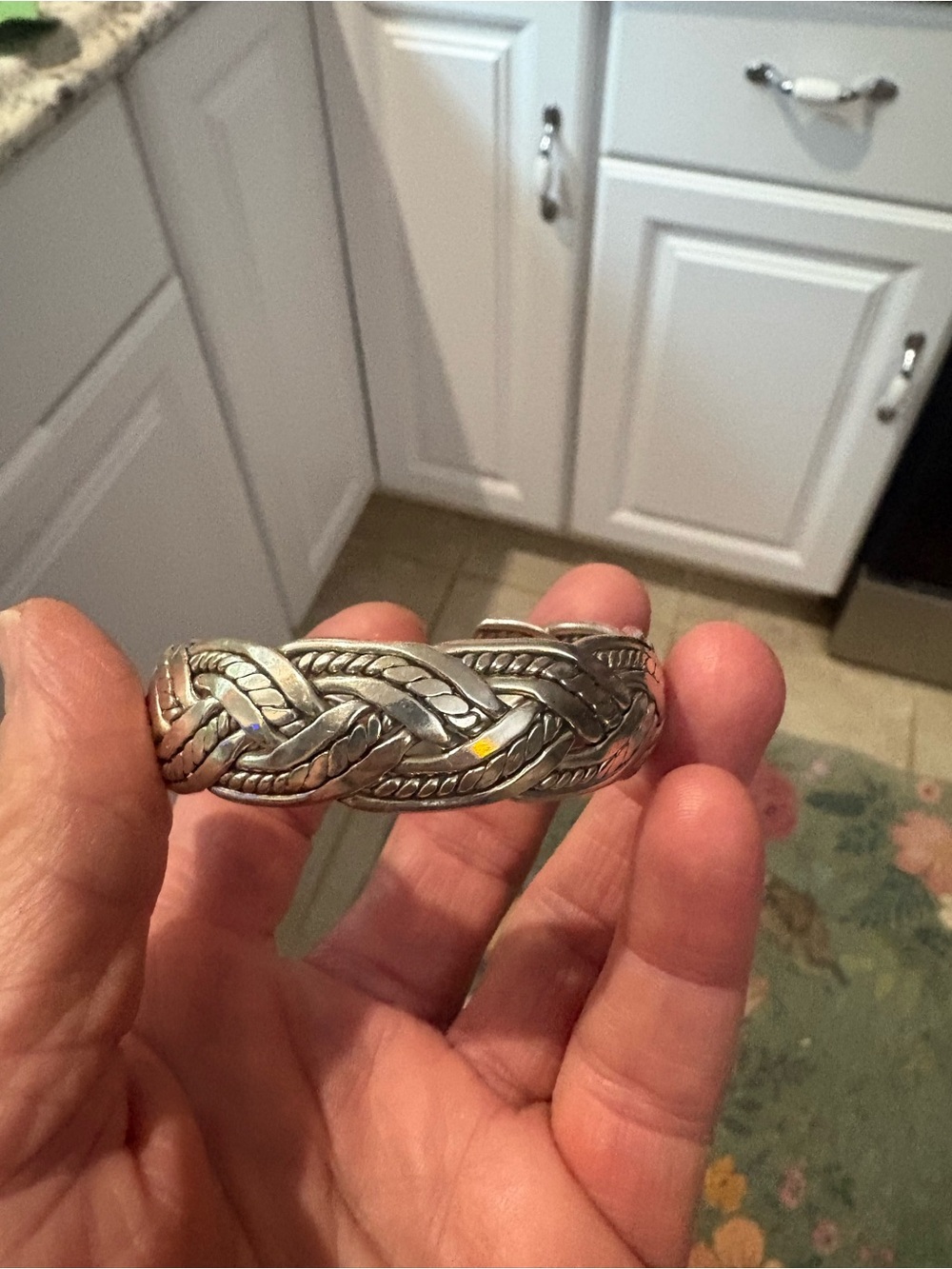 Woven Braided Cuff Bracelet in Silver-Tone